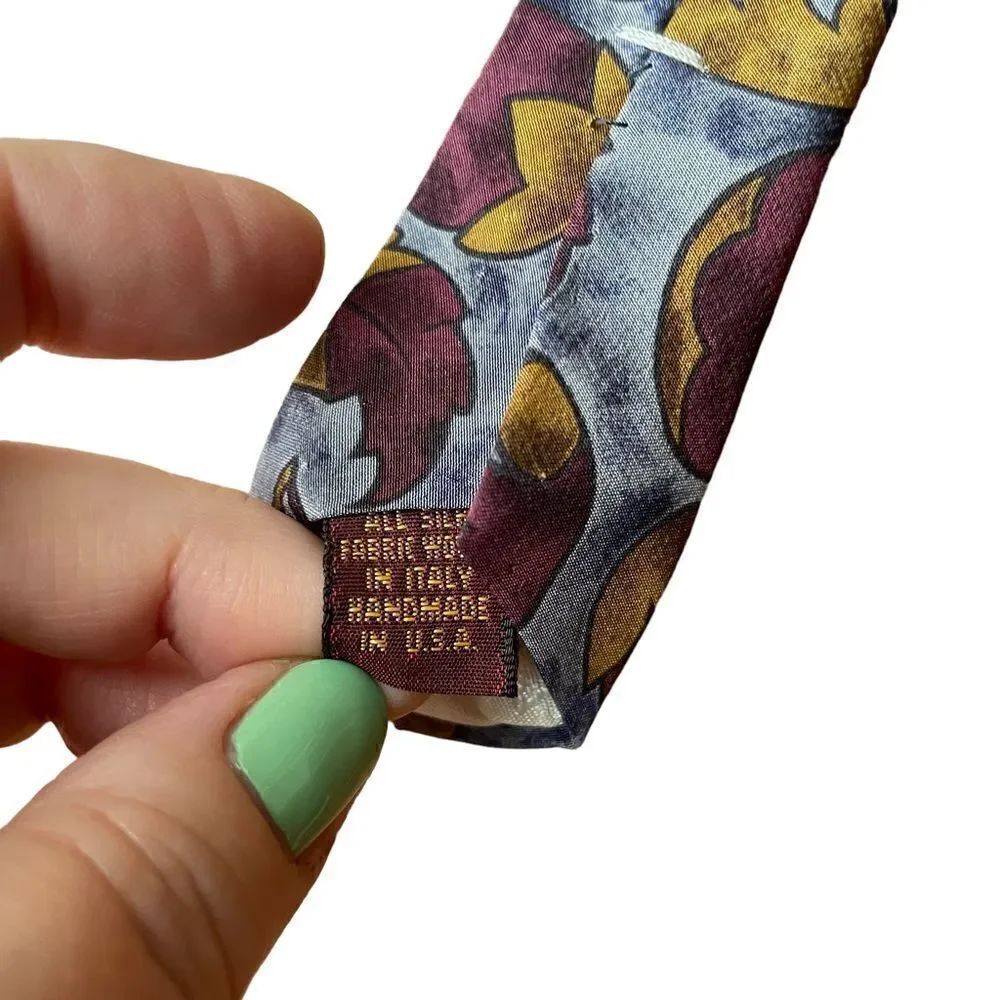 Bally Leaf Pattern Silk Tie - Picture 3 of 3